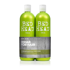 Bed Head by TIGI Re-Energize shampoo bottle shows hydrating cleanse for daily haircare.
