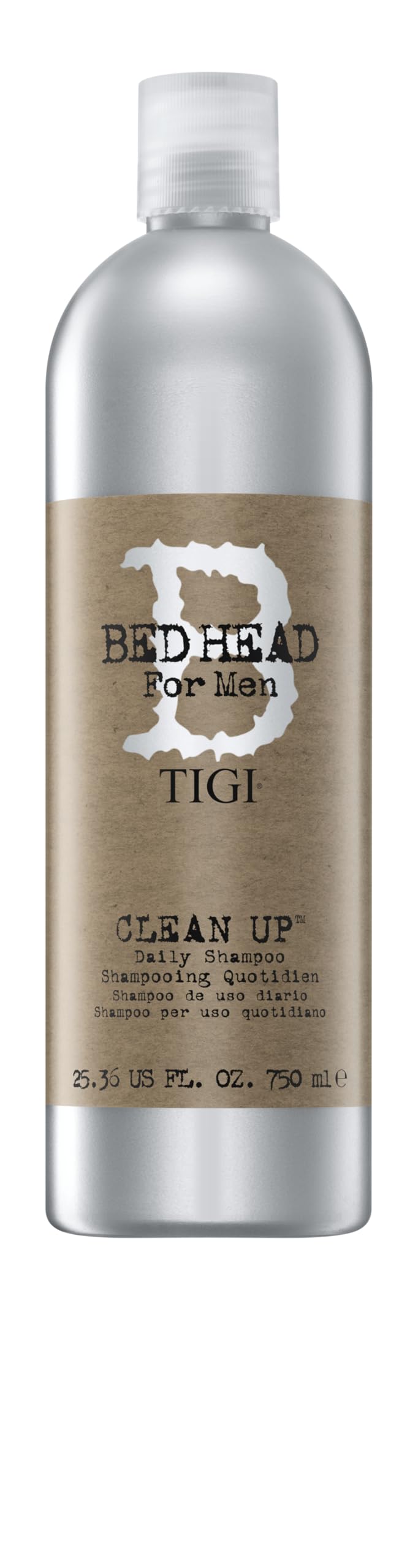 Shampoo Clean Up de TIGI para hombres: botella y efecto refrescante para la limpieza diaria