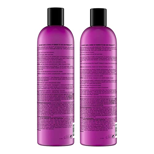 Bed Head by TIGI Dumb Blonde conditioner bottle moisturizes and protects blonde hair.