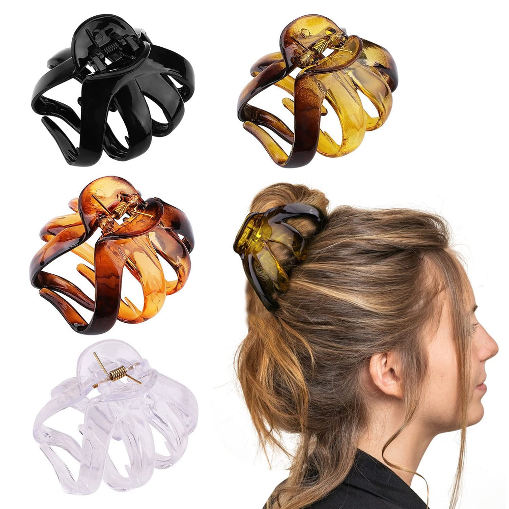 Tihebax jumbo hair clips in dark golden securely grip thick hair for elegant updos.