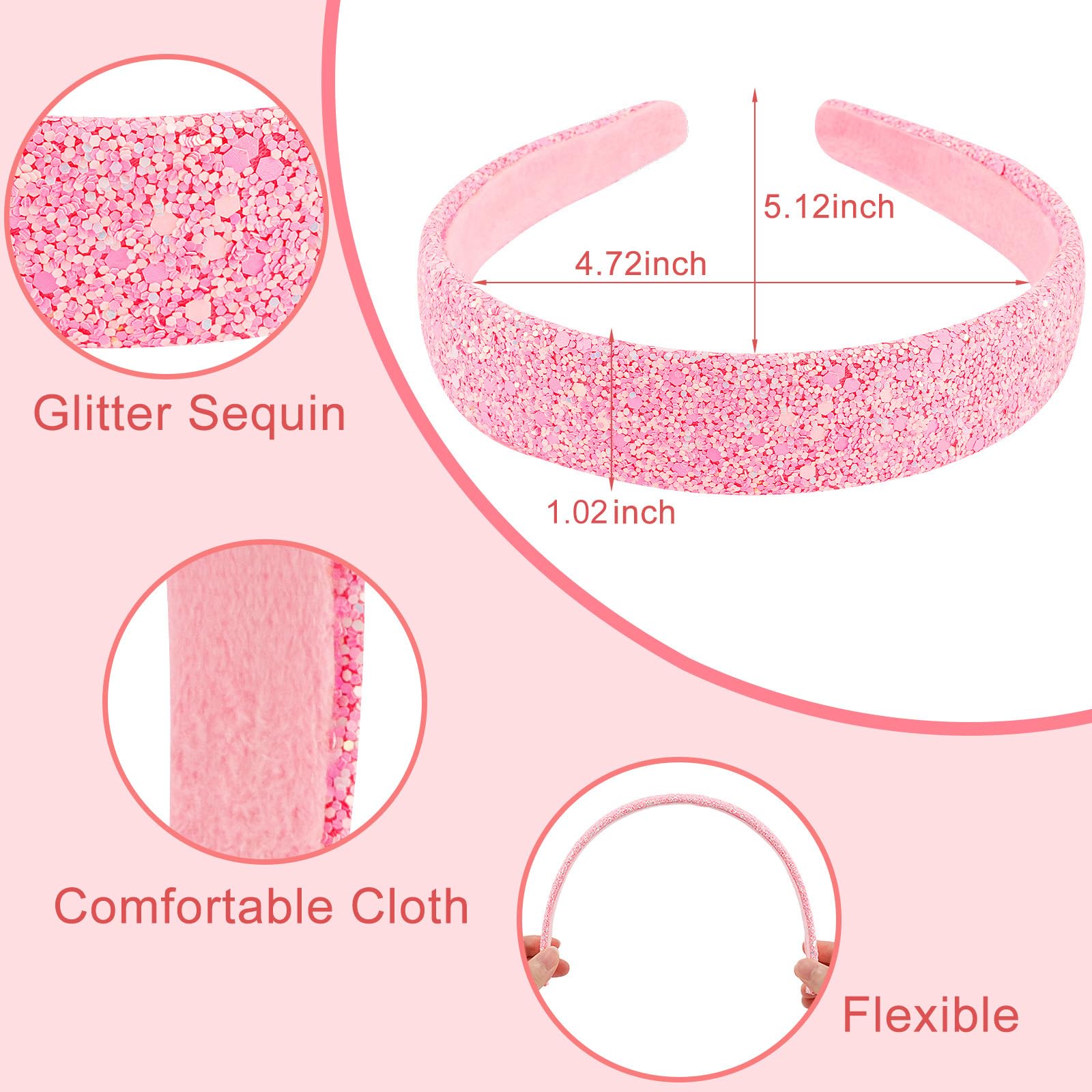 Diadema Tihebax glitter blanca: brillo claro para looks escolares.