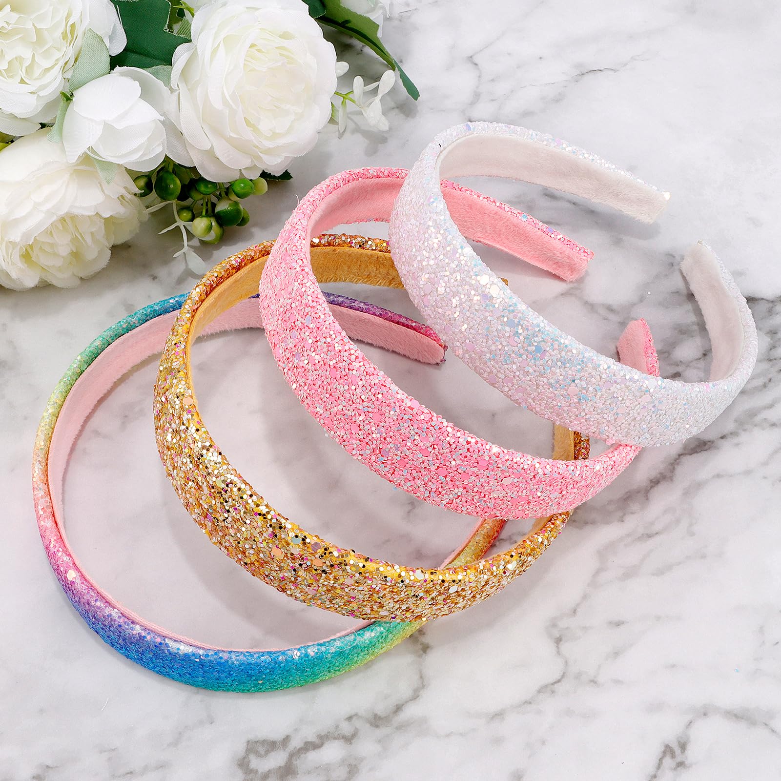 Diadema Tihebax glitter dorada: toque glamoroso para ocasiones especiales.