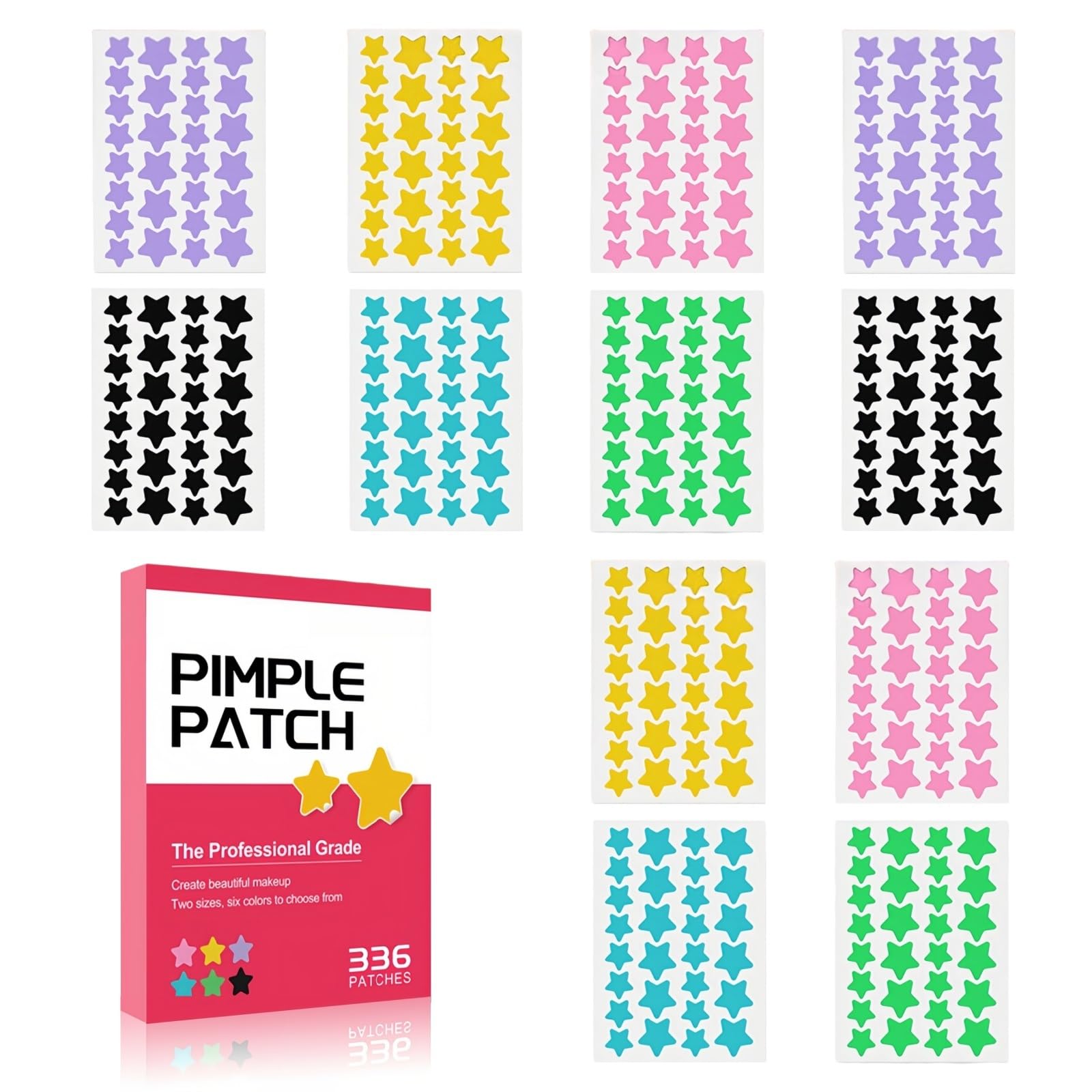 Tikiyoun star-shaped patches in a 336-count pack for ready blemish coverage.