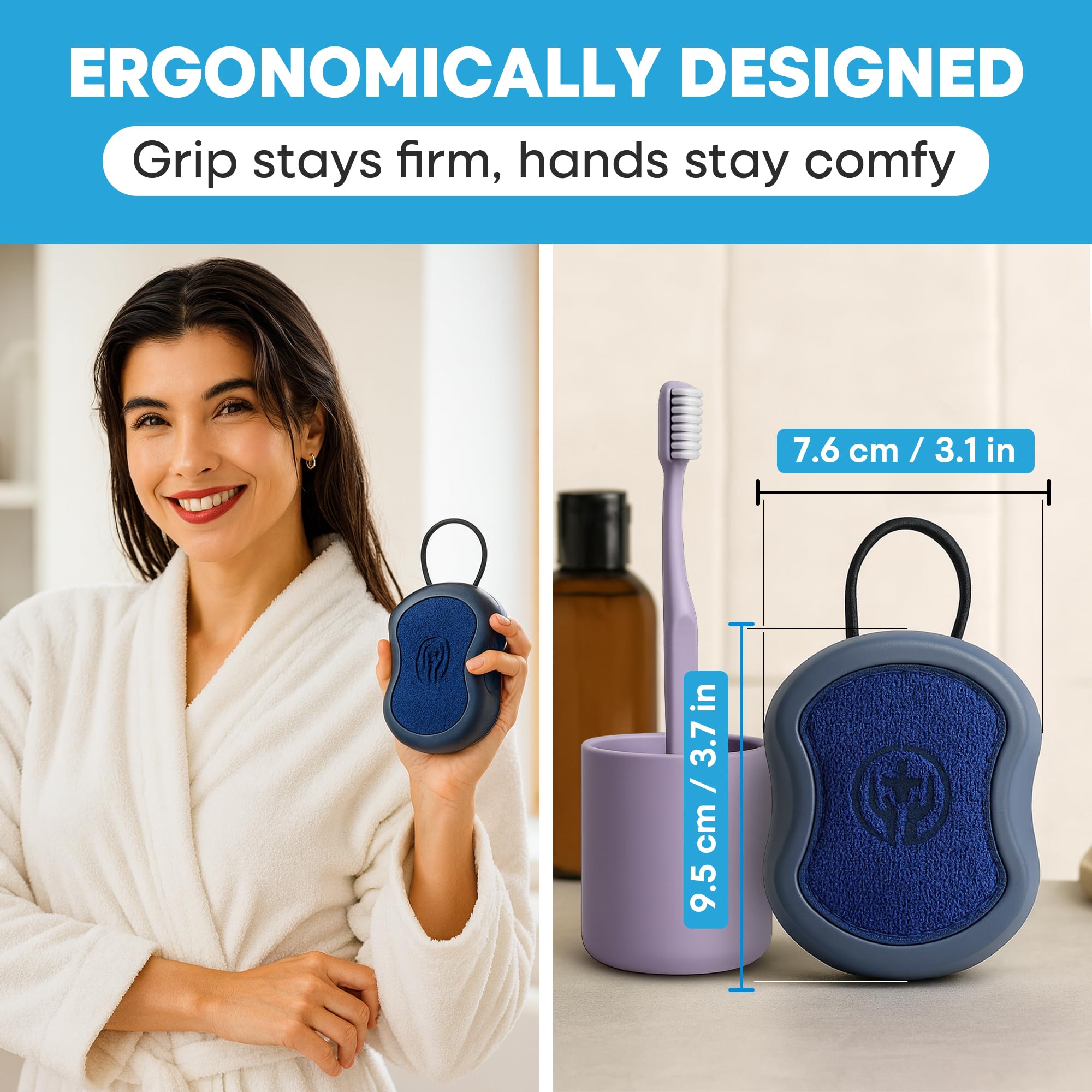 Tilcare exfoliador corporal dos-en-uno, silicona higiénica y fácil de limpiar.