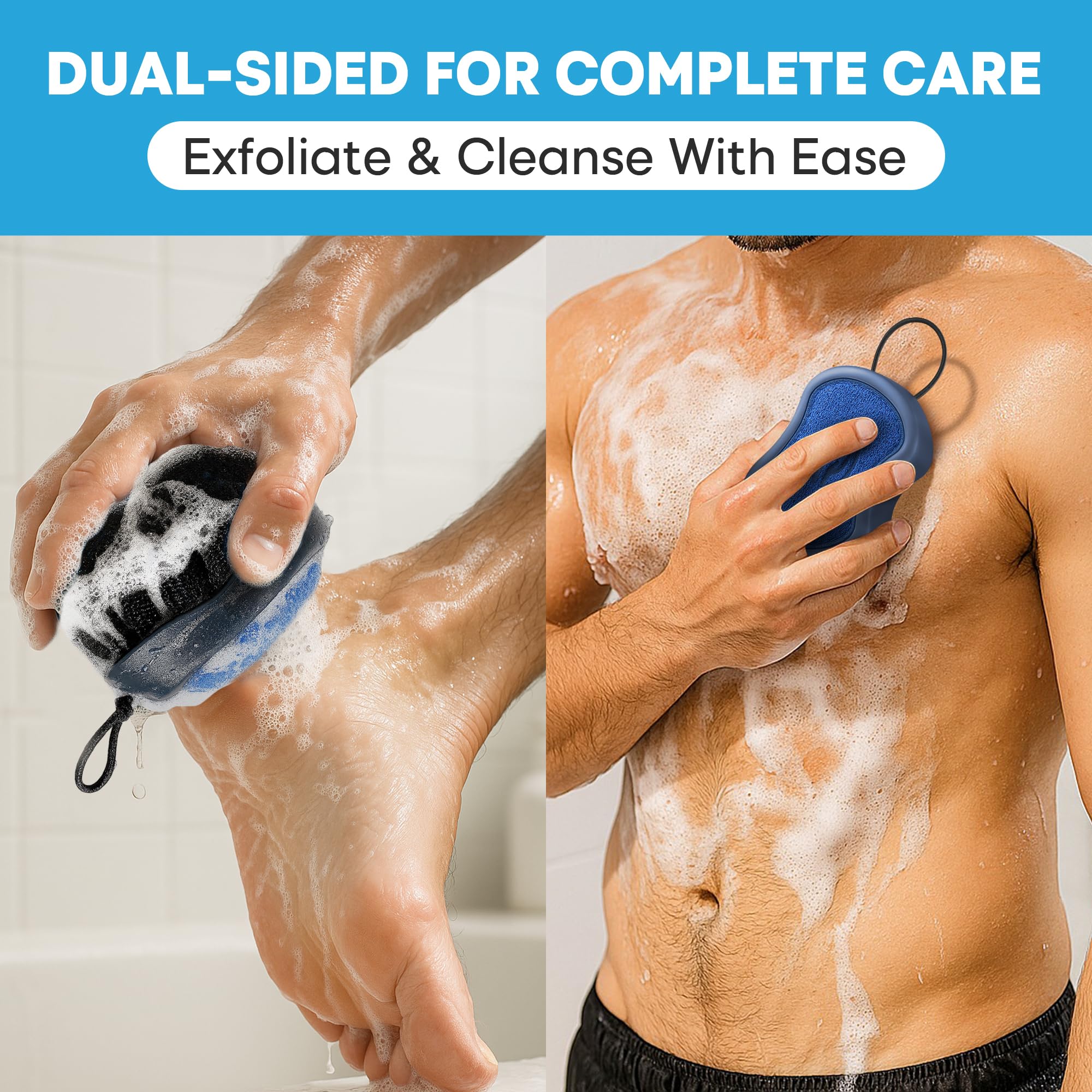 Tilcare exfoliador corporal dos-en-uno, lado firme para exfoliación profunda.