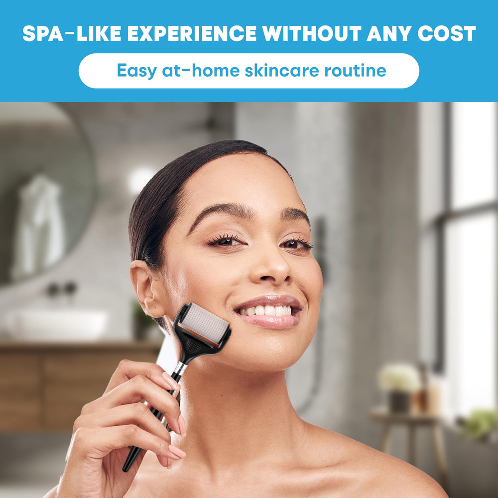 Durable titanium needles on Tilcare roller for hygienic sessions.