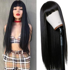 TIMANZO wig with bangs for face-framing style and cosplay looks.