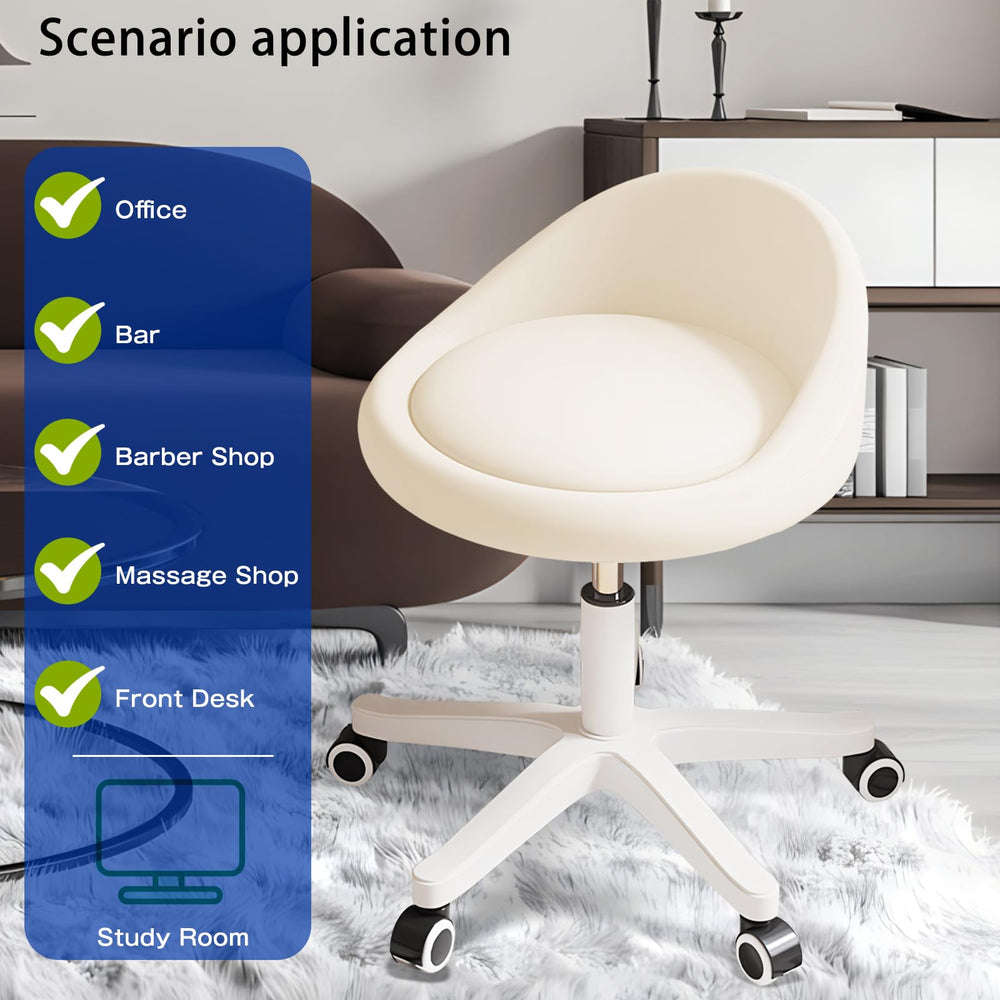 Timbertouch rolling stool height adjustment adapts to different workspaces