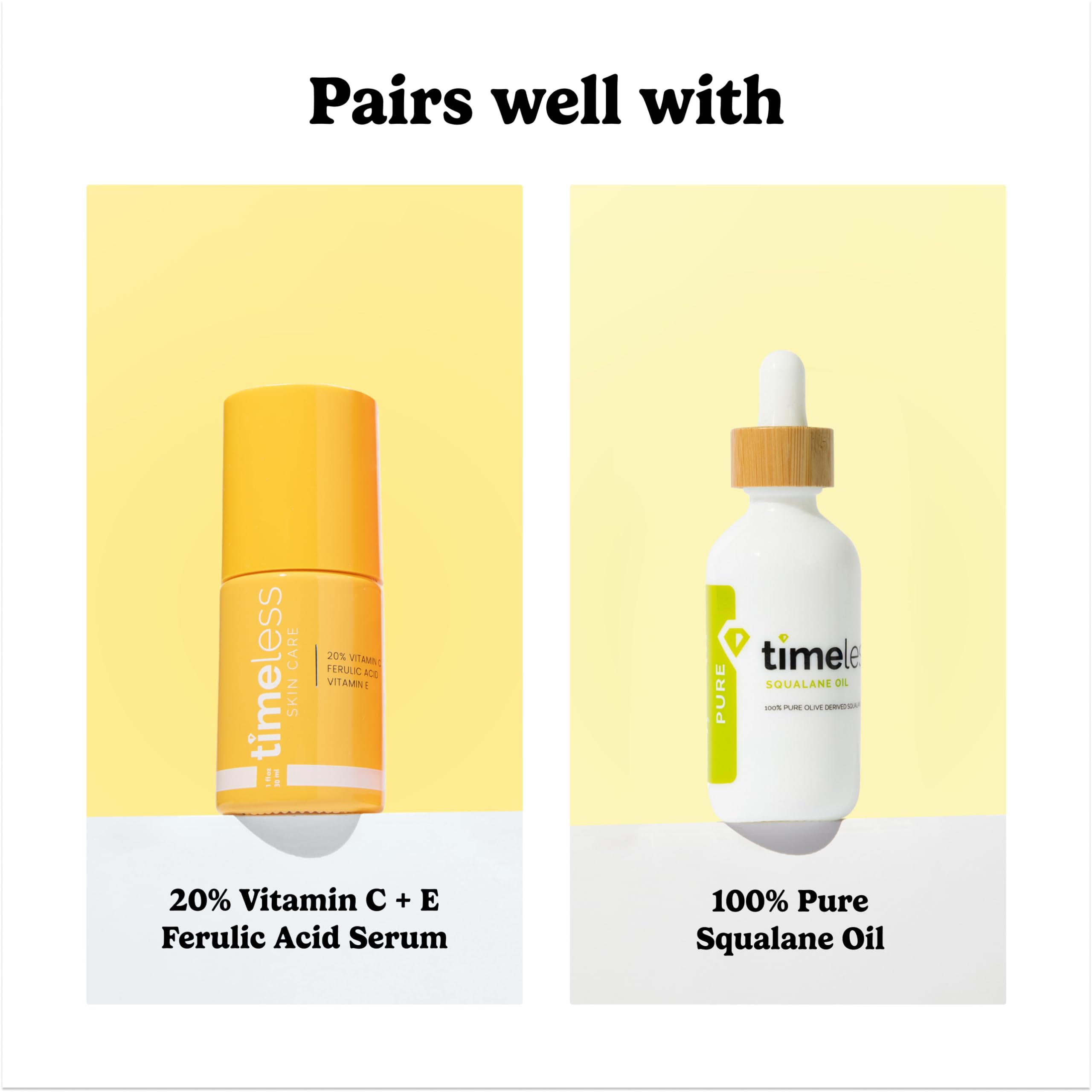 Timeless Skin Care 1oz serum packaging display for at-home use.