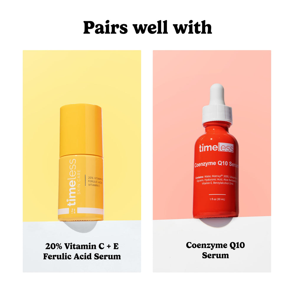 Timeless Skin Care Hyaluronic Acid Serum packaging emphasizes cruelty-free, sustainable branding.