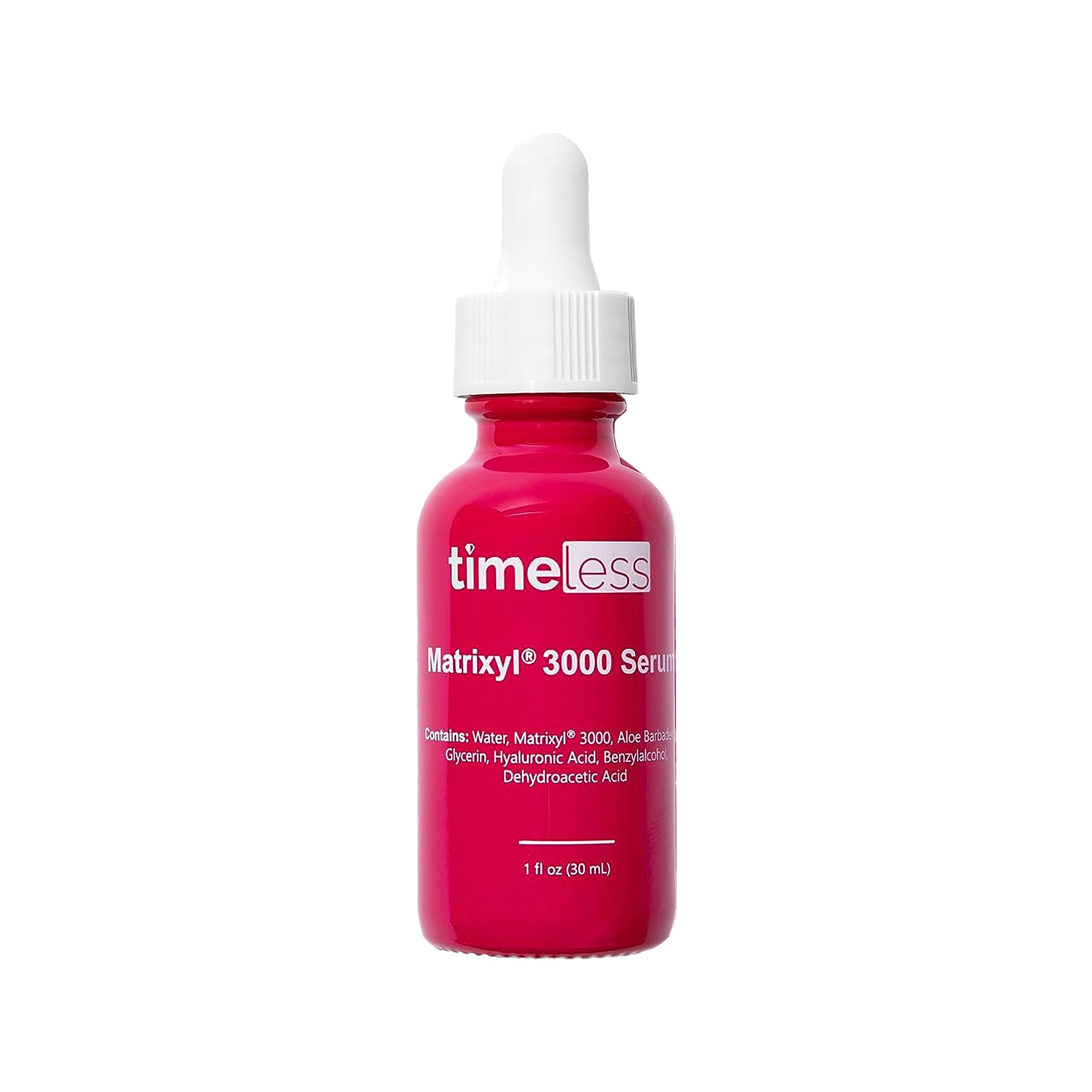 Timeless Skin Care Matrixyl 3000 Serum bottle pour shows easy-to-pour design for daily use