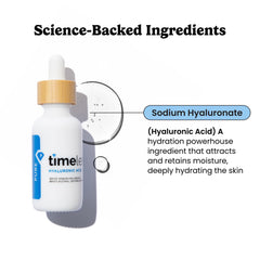 Timeless Skin Care serúm hialurónico, aplicación en mano, sensación de piel fresca