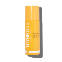 Timeless Skin Care Vitamin C Serum bottle on vanity for daily brightening
