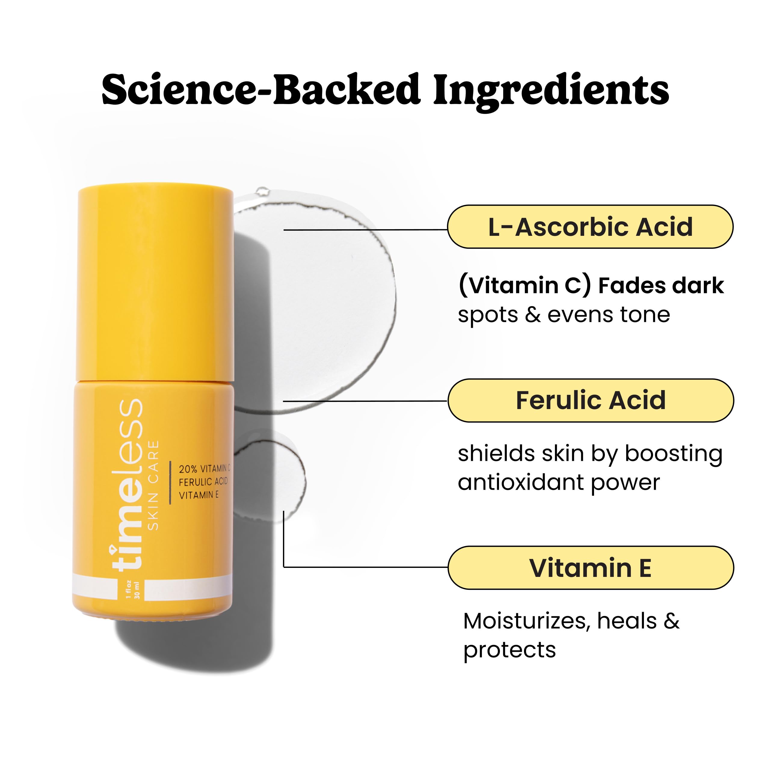 Timeless Skin Care vitamin C serum pump application for easy daily use.
