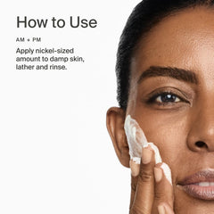 Timeline Mitopure cleanser on skin creating a light, thorough cleanse.