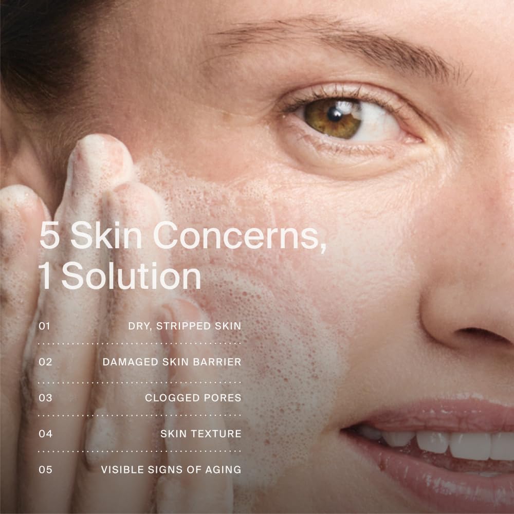 Timeline Mitopure foaming mousse texture delivering gentle cleansing.