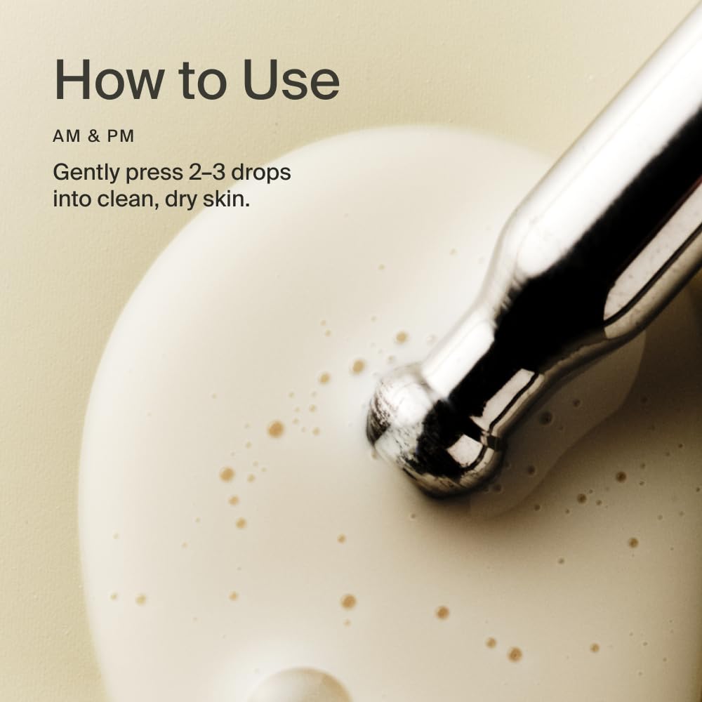 A drop of Timeline Mitopure serum on fingertip for easy absorption