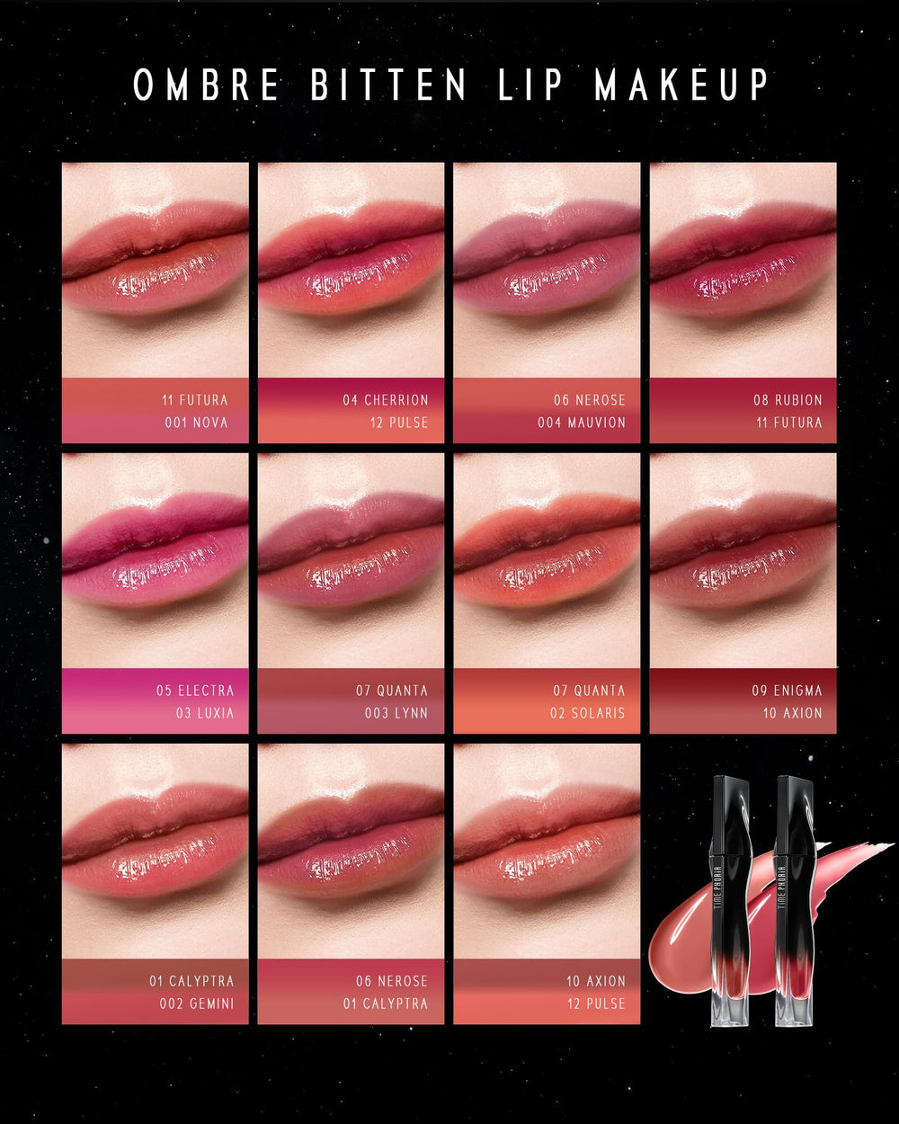 TIMEPHORIA Stellar Dust Lip Stain 07 Quanta: aplicador ergonómico para una aplicación precisa.