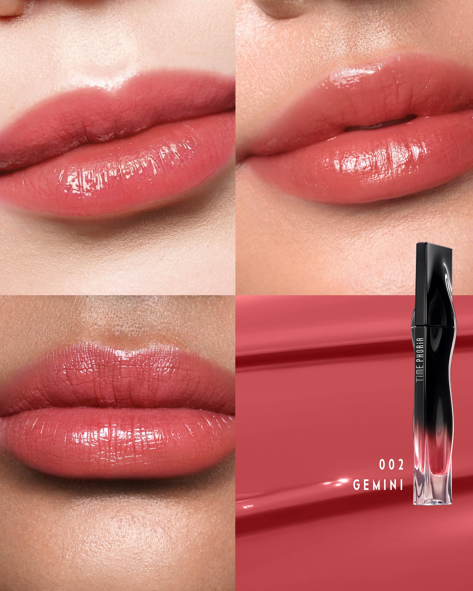 TIMEPHORIA Stellar Dust Lip Stain 002 Gemini, aplicacion-en-boca para color preciso.
