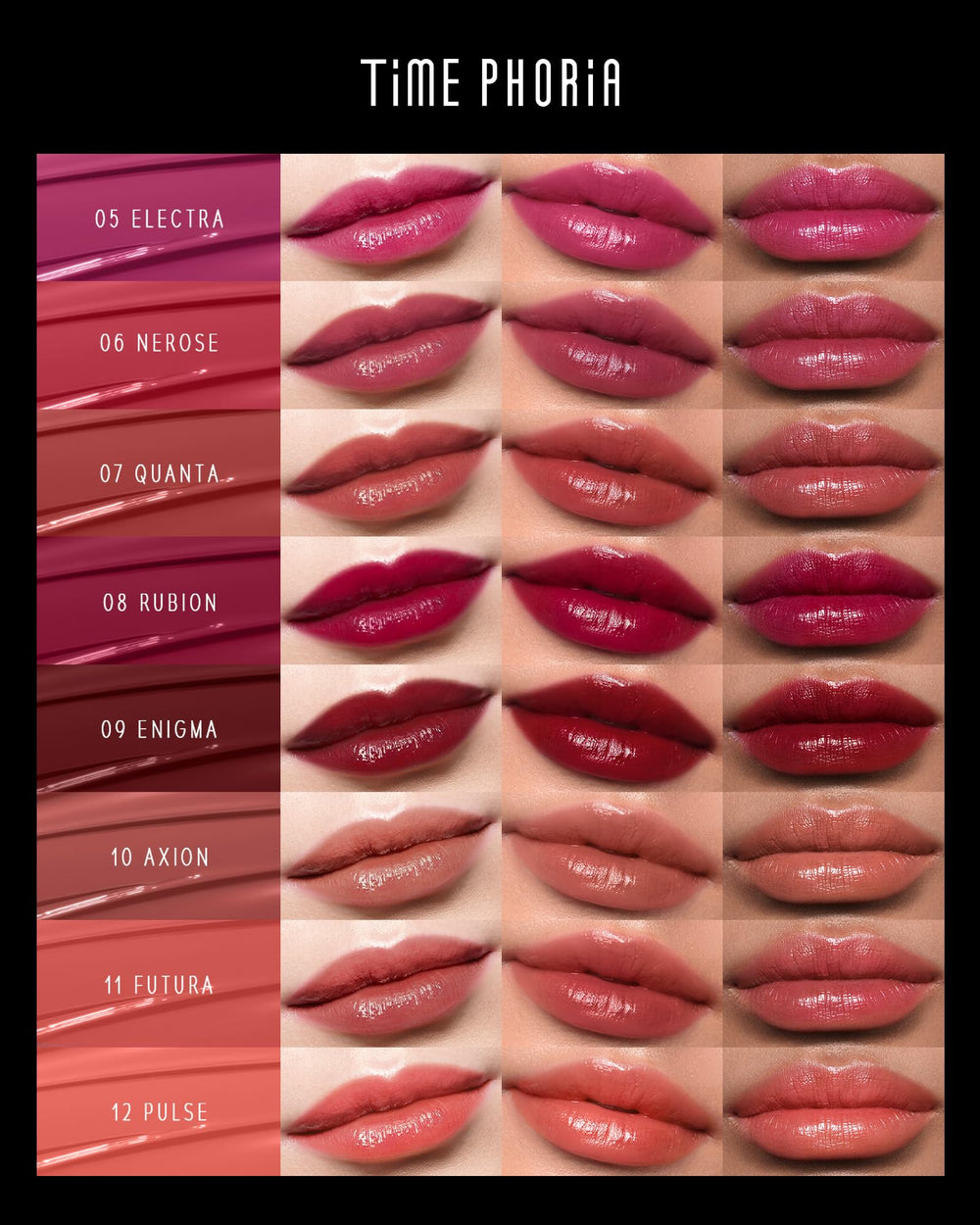 Timephoria Stellar Dust Lip Stain, color intenso para looks llamativos y duraderos.