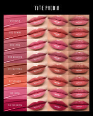 Aplicación en labios con TIMEPHORIA Stellar Dust Lip Stain Mauvion para look completo.