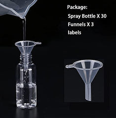 TINFO 30ml bottles with label and funnel for easy organization.