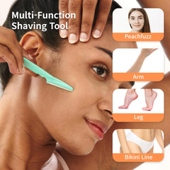 Tinkle dermaplaning tool used on the face to trim peach fuzz and brows