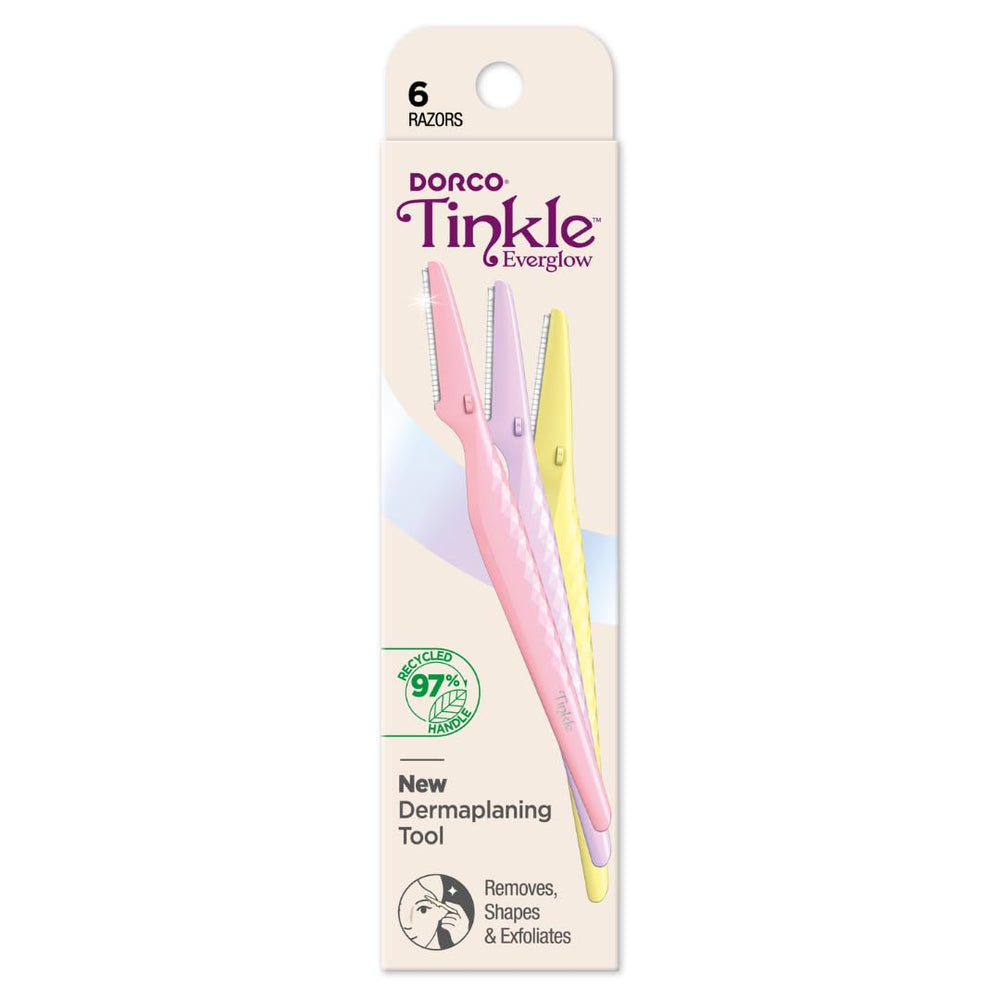 Tinkle Everglow multi-use razor supports dermaplaning, hair removal, and brow shaping.