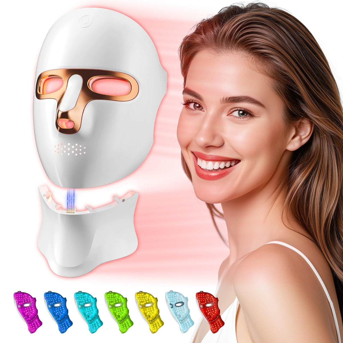 Tinkoola red light therapy mask front view for at-home facial rejuvenation.