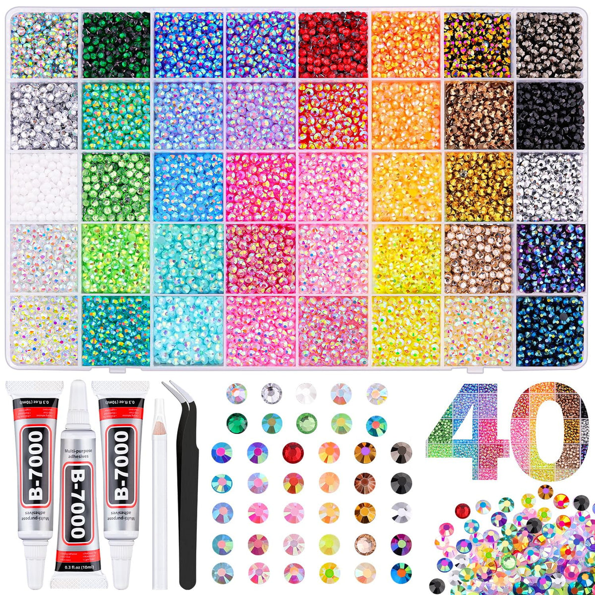 TINKRSTUFF 4mm resin rhinestones in mixed colors for bedazzling crafts and diamond art projects.