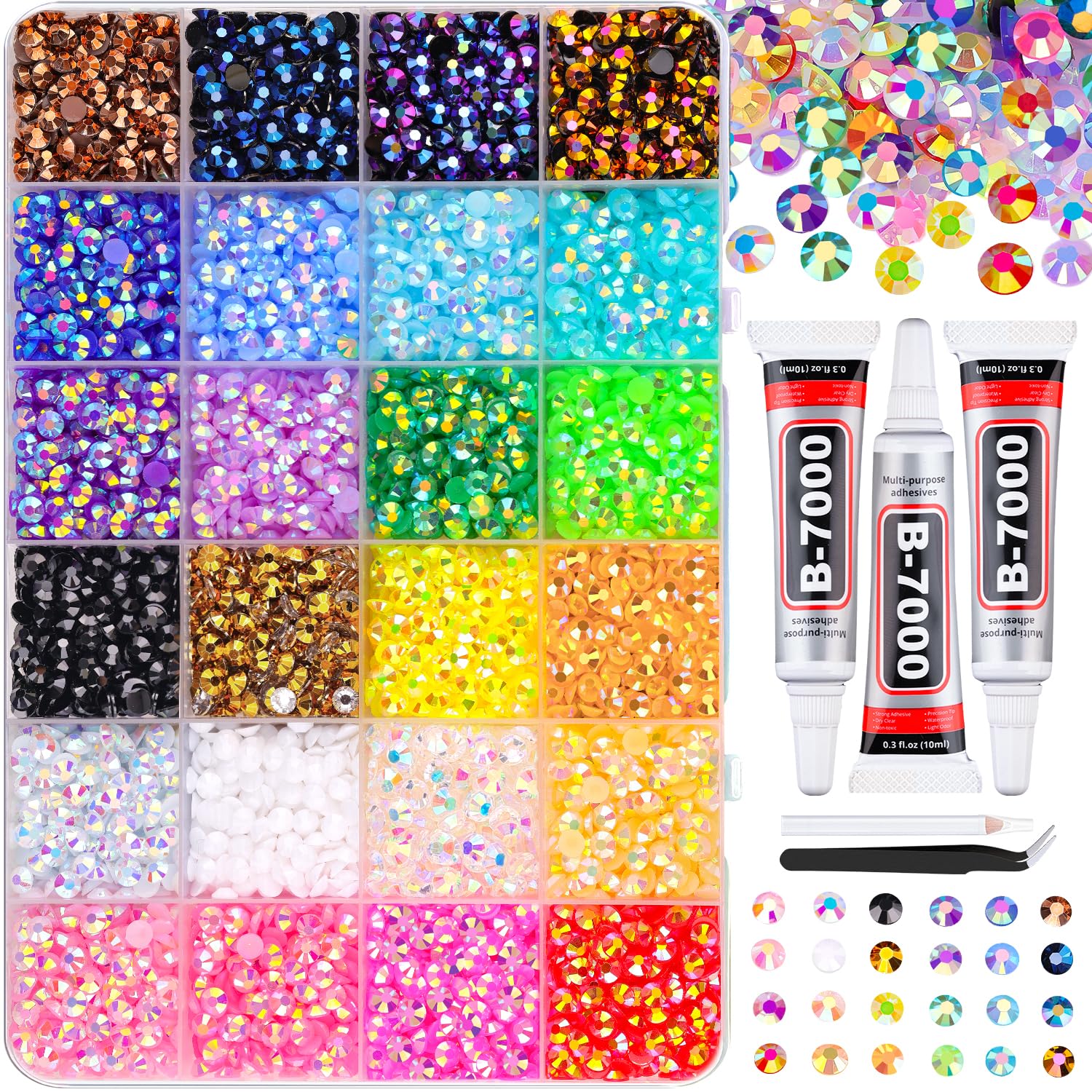 TINKRSTUFF 8500pcs rhinestones in mixed colors for versatile DIY decorating.