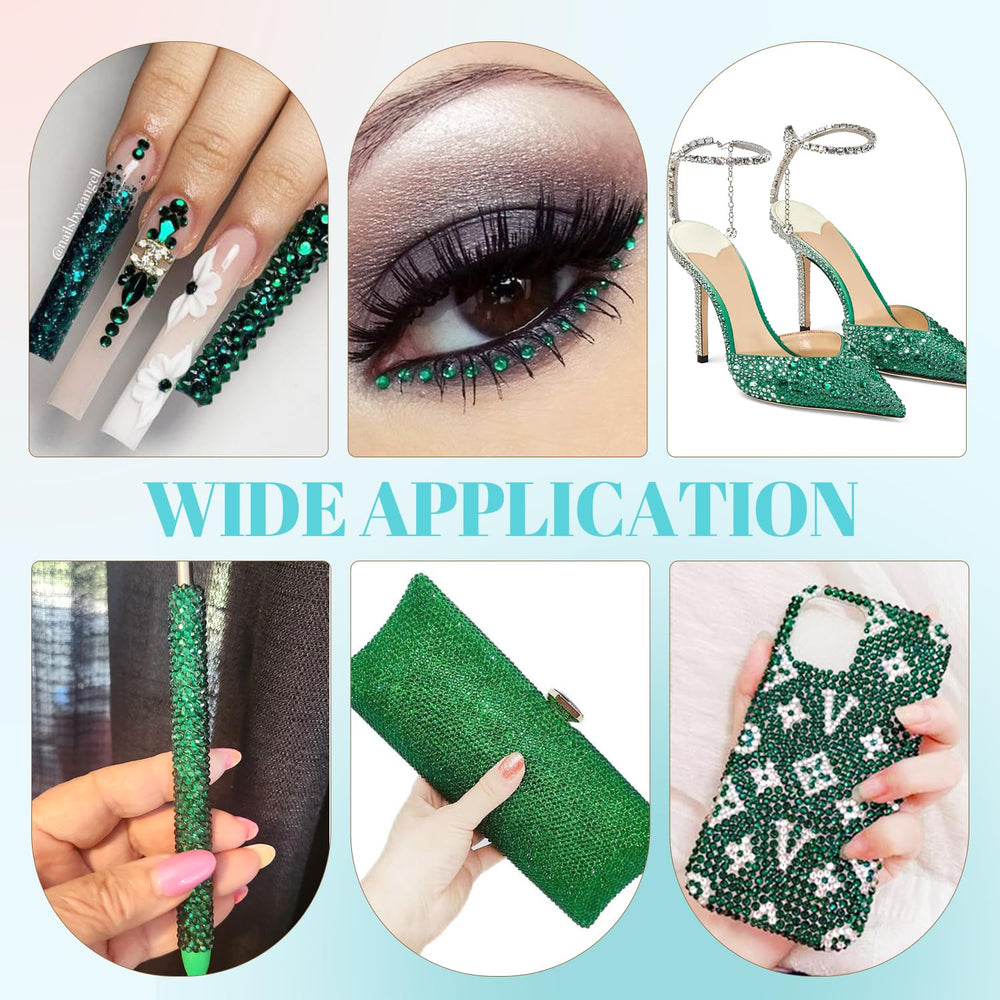 TINKRSTUFF bedazzled crafts, shoes, and bags showcase versatile DIY applications