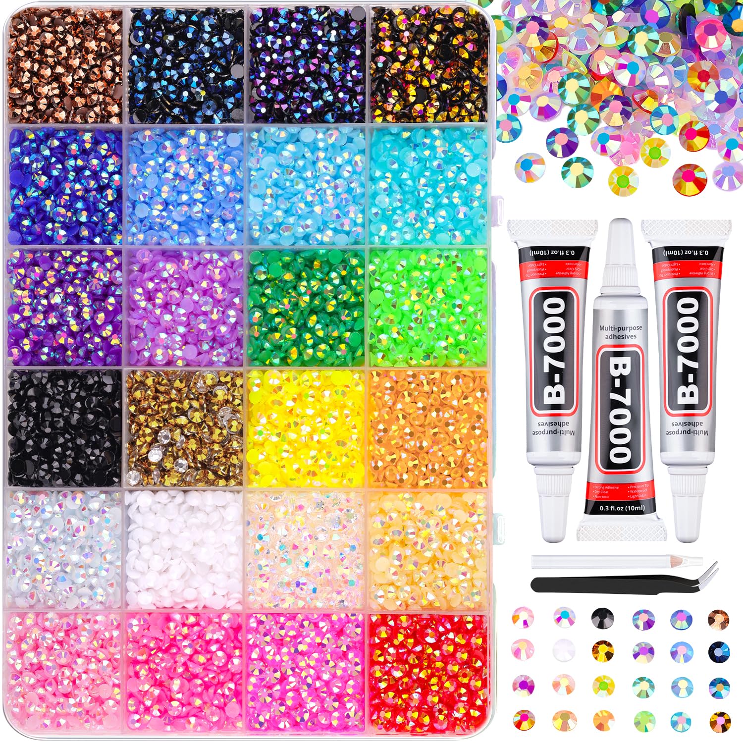 TINKRSTUFF: caja 24 rejillas de resina 3mm, brillo intenso para manualidades.