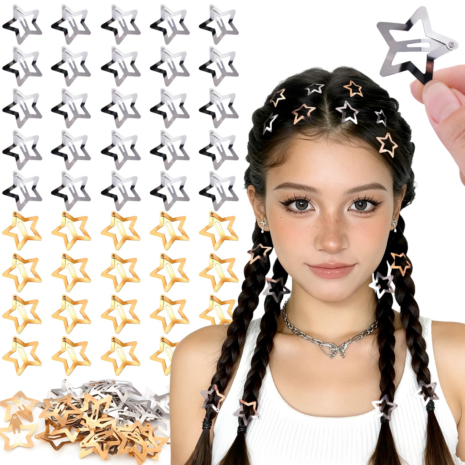 Clip estrella dorado de Tinkrstuff de 1,18 pulgadas para fijar mechones con brillo