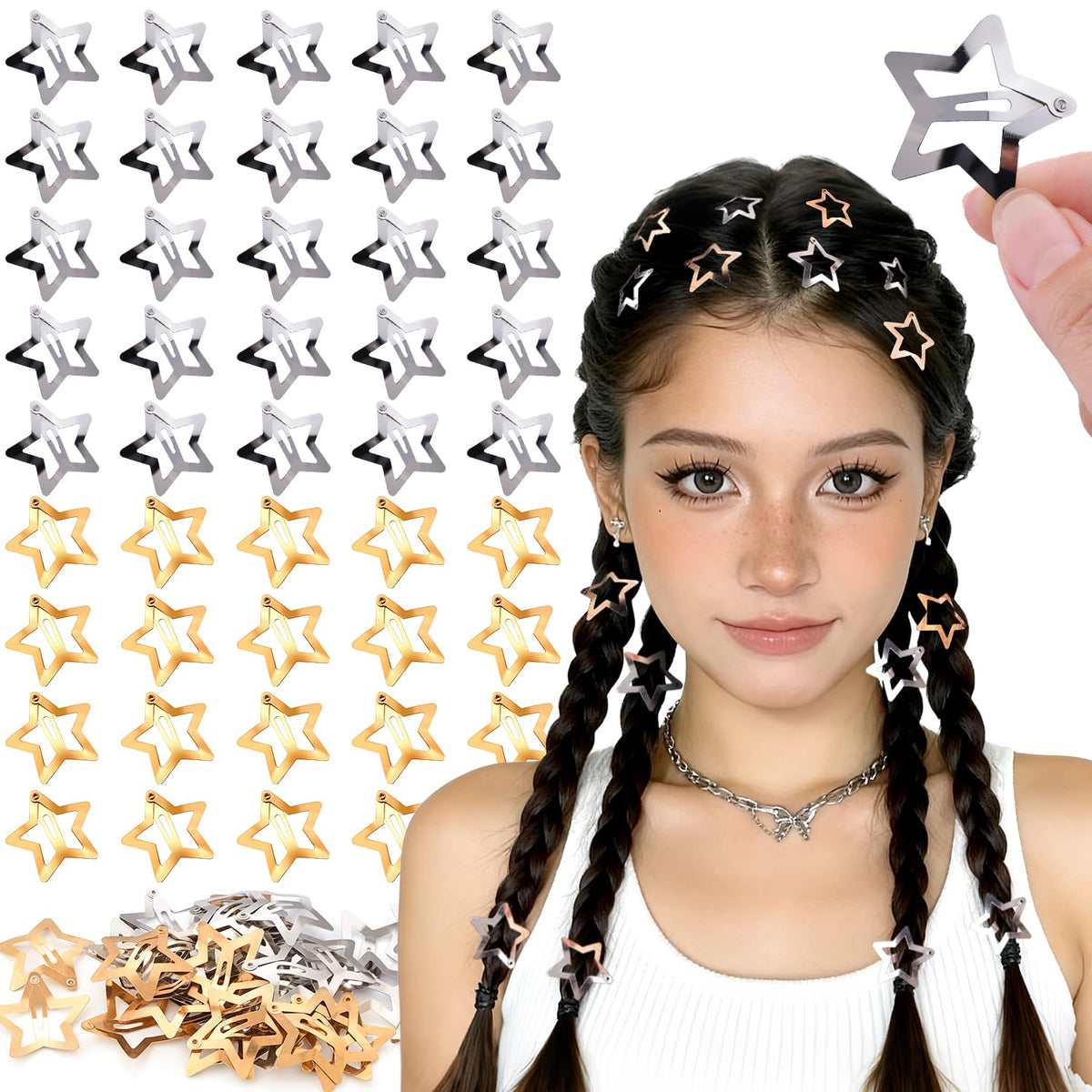 Clip estrella dorado de Tinkrstuff de 1,18 pulgadas para fijar mechones con brillo