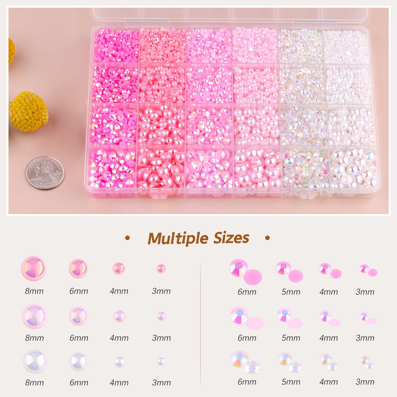 TINKRSTUFF cristales redondos rosa 3-6mm para acentos brillantes en diseños