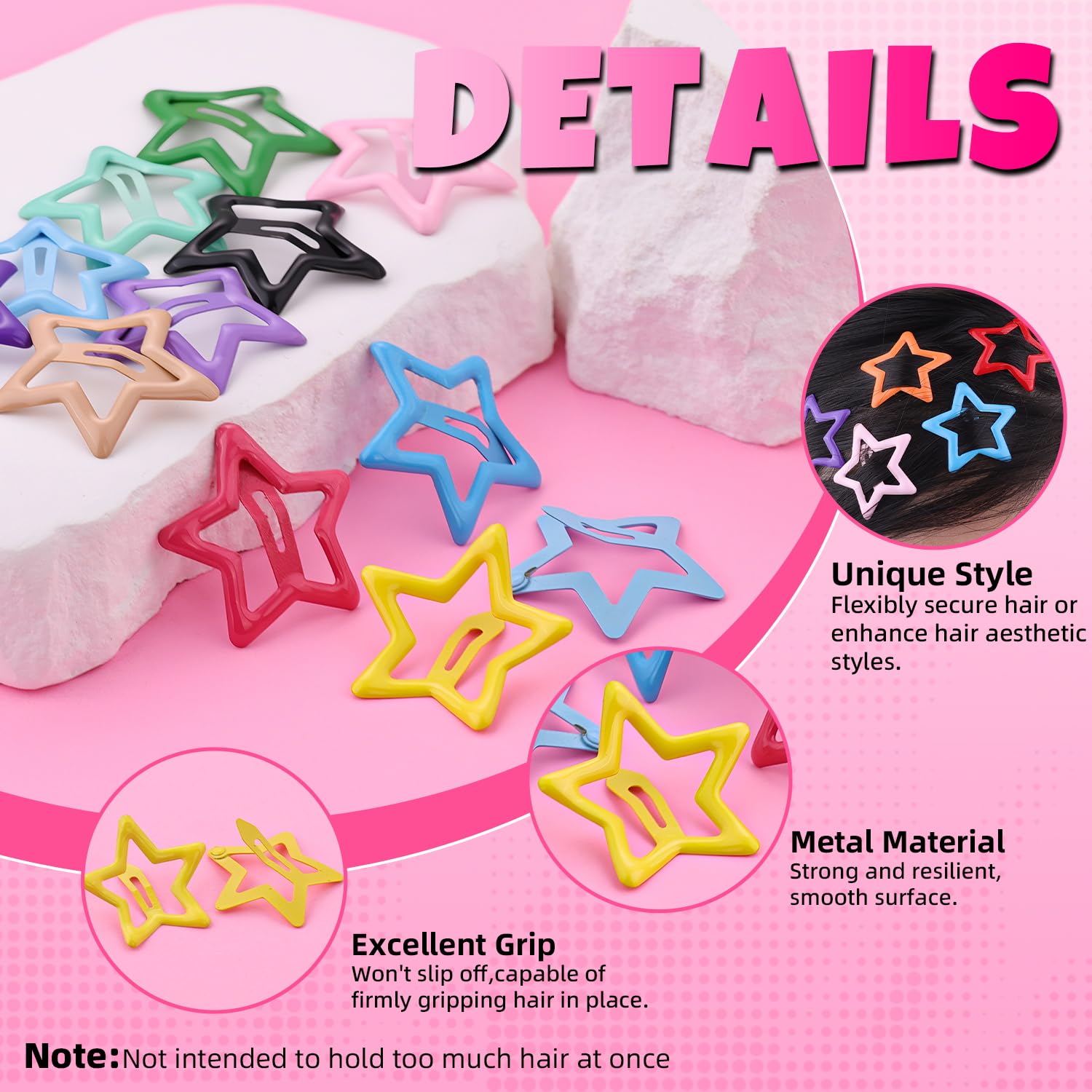 TINKRSTUFF durable metal star hair clip for long-lasting wear.