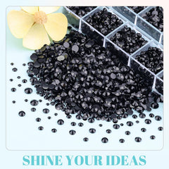TINKRSTUFF flatback crystals in black ready for elegant bedazzling on fabrics.