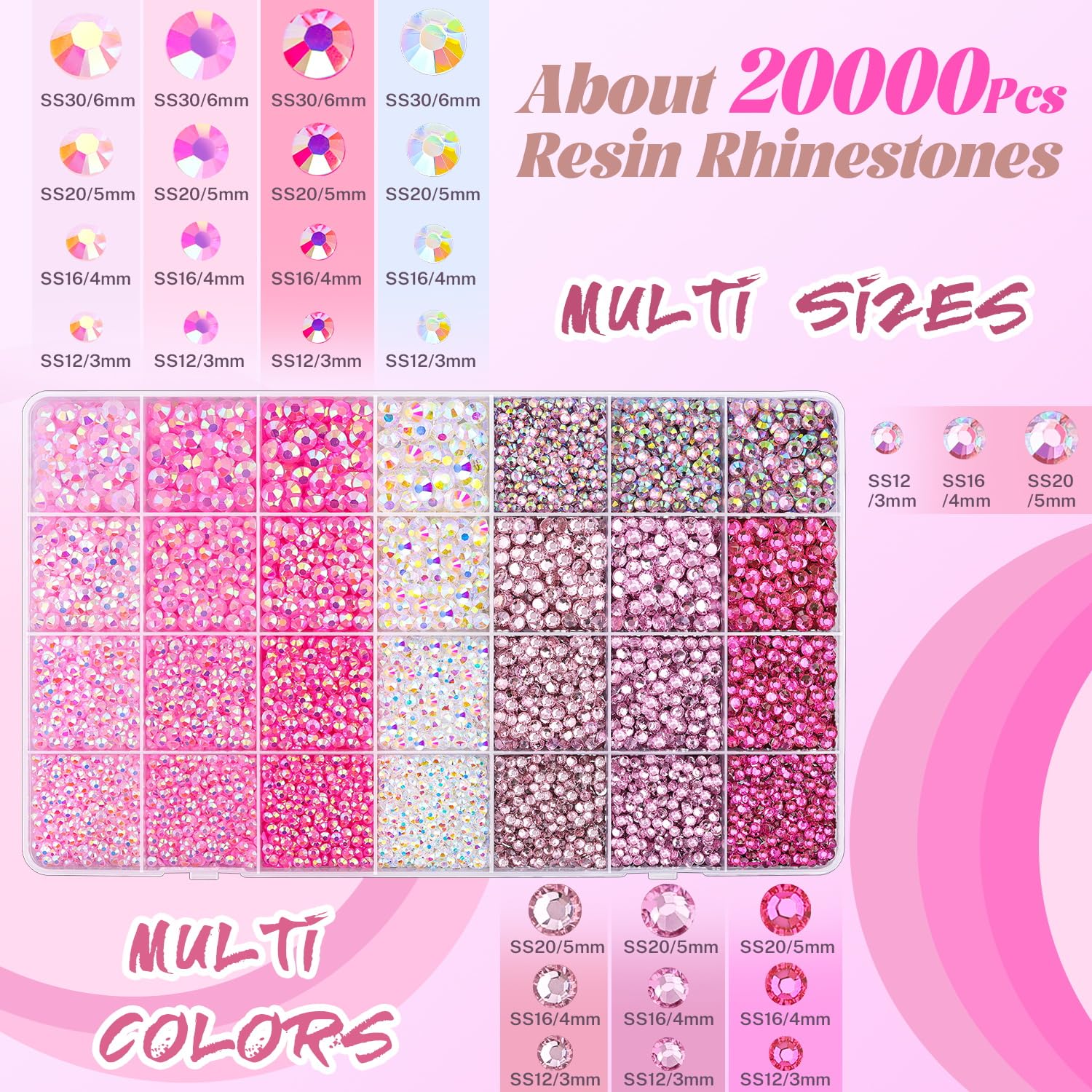 Piedras resina rosadas de TINKRSTUFF 3-6 mm para decoración duradera.