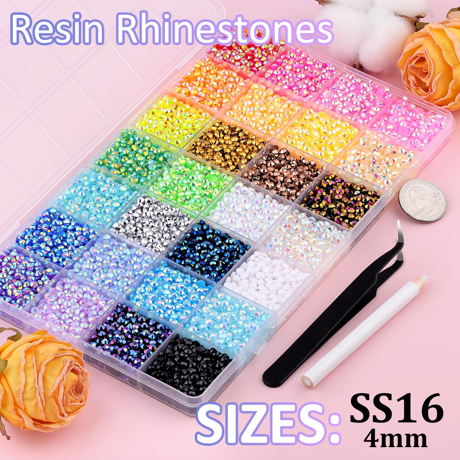 TINKRSTUFF pinzas y pluma recogedora para tomar gemas con precisión.