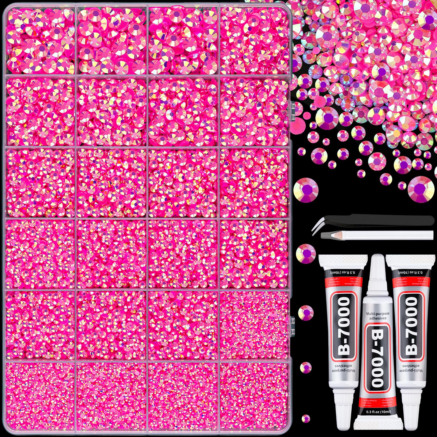 Piedras de resina Jelly hot pink AB de TINKRSTUFF para decoración de bricolaje con brillo duradero.