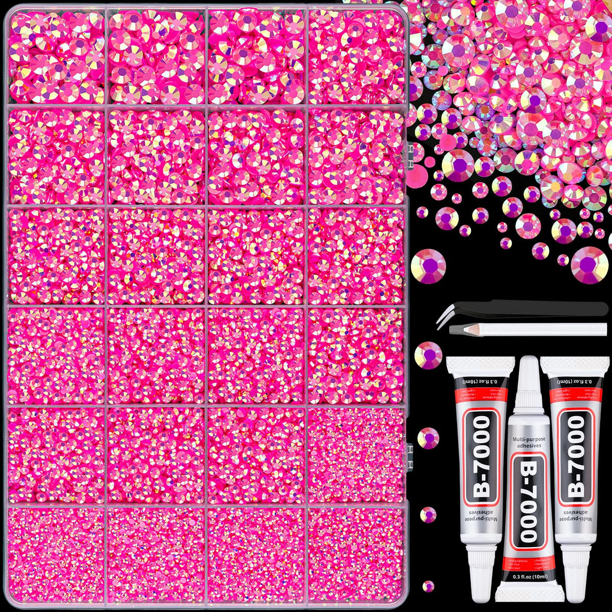 Piedras de resina Jelly hot pink AB de TINKRSTUFF para decoración de bricolaje con brillo duradero.