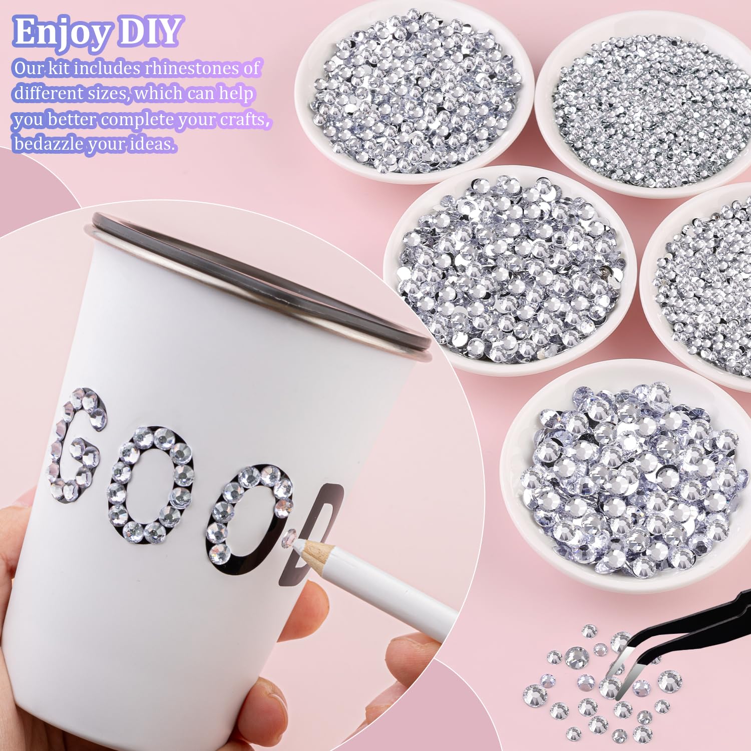 Piedras de resina TINKRSTUFF 3mm; facetas brillantes para mosaicos y joyería artesanal