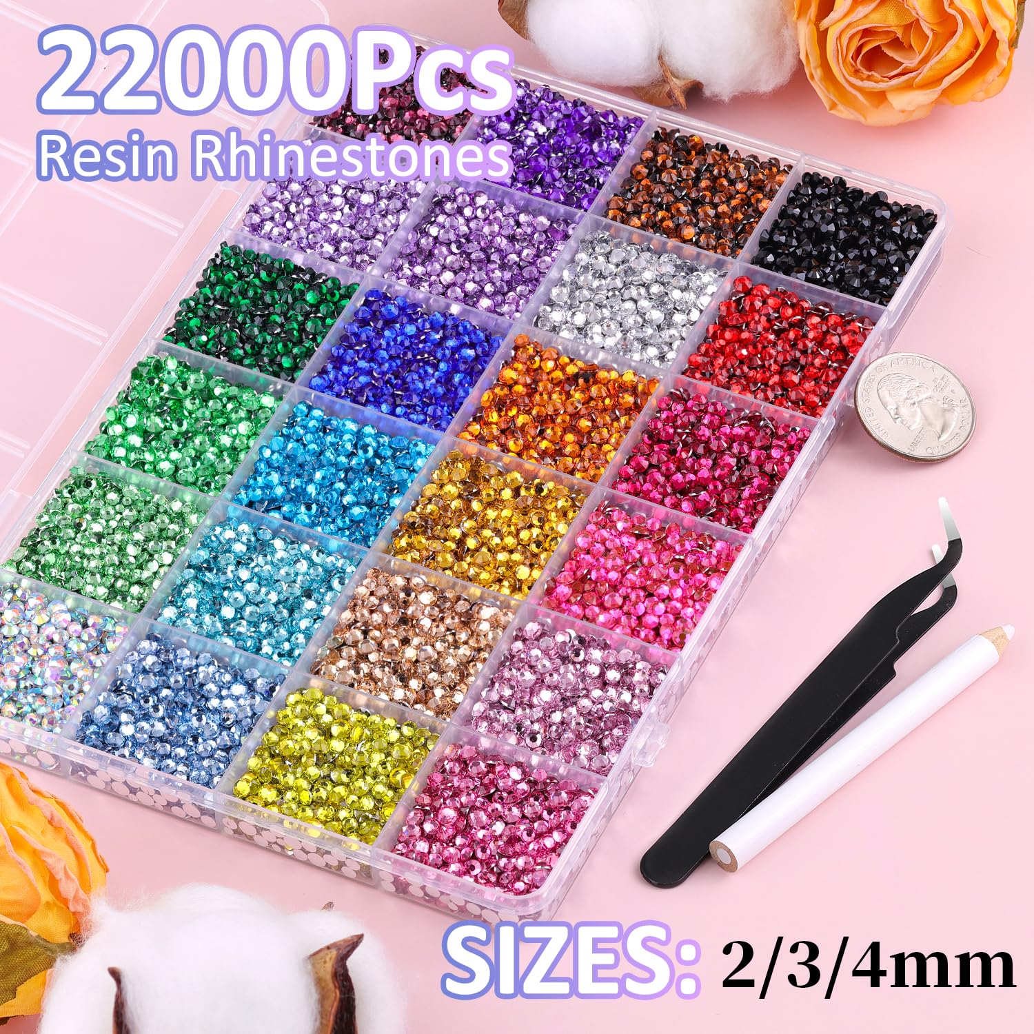 Piedras de resina de 2 3 y 4 mm en colores brillantes.