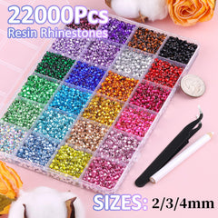 Piedras de resina de 2 3 y 4 mm en colores brillantes.