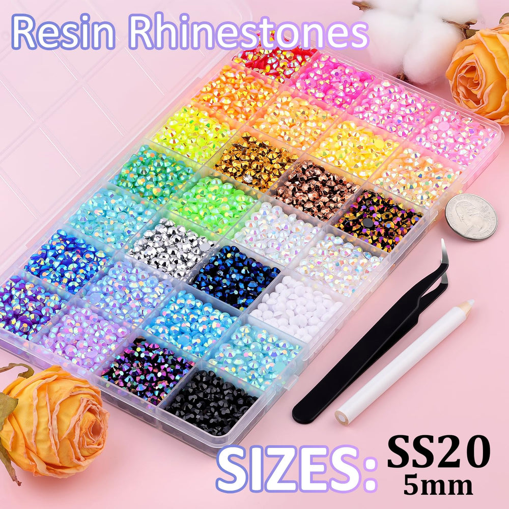 TINKRSTUFF iridescent rhinestones close-up for vivid embellishments on crafts.