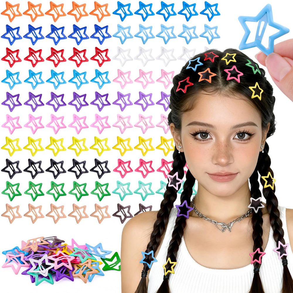 TINKRSTUFF star hair clip set, 100pc, colorful for secure styling.