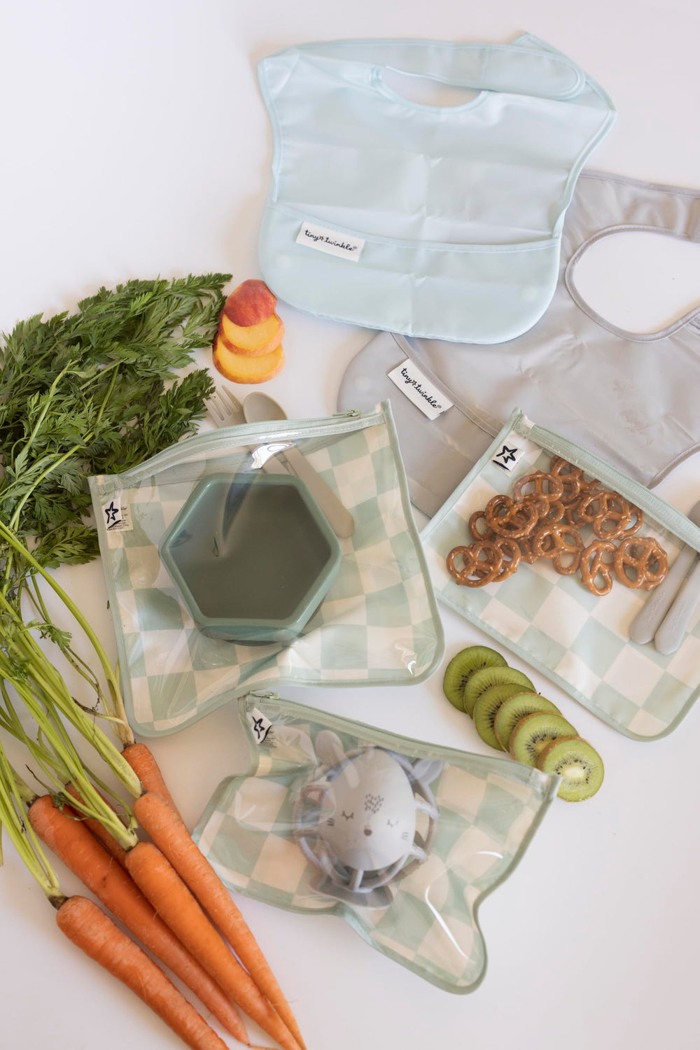 Clear front design of Tiny Twinkle pouches highlights contents at a glance.