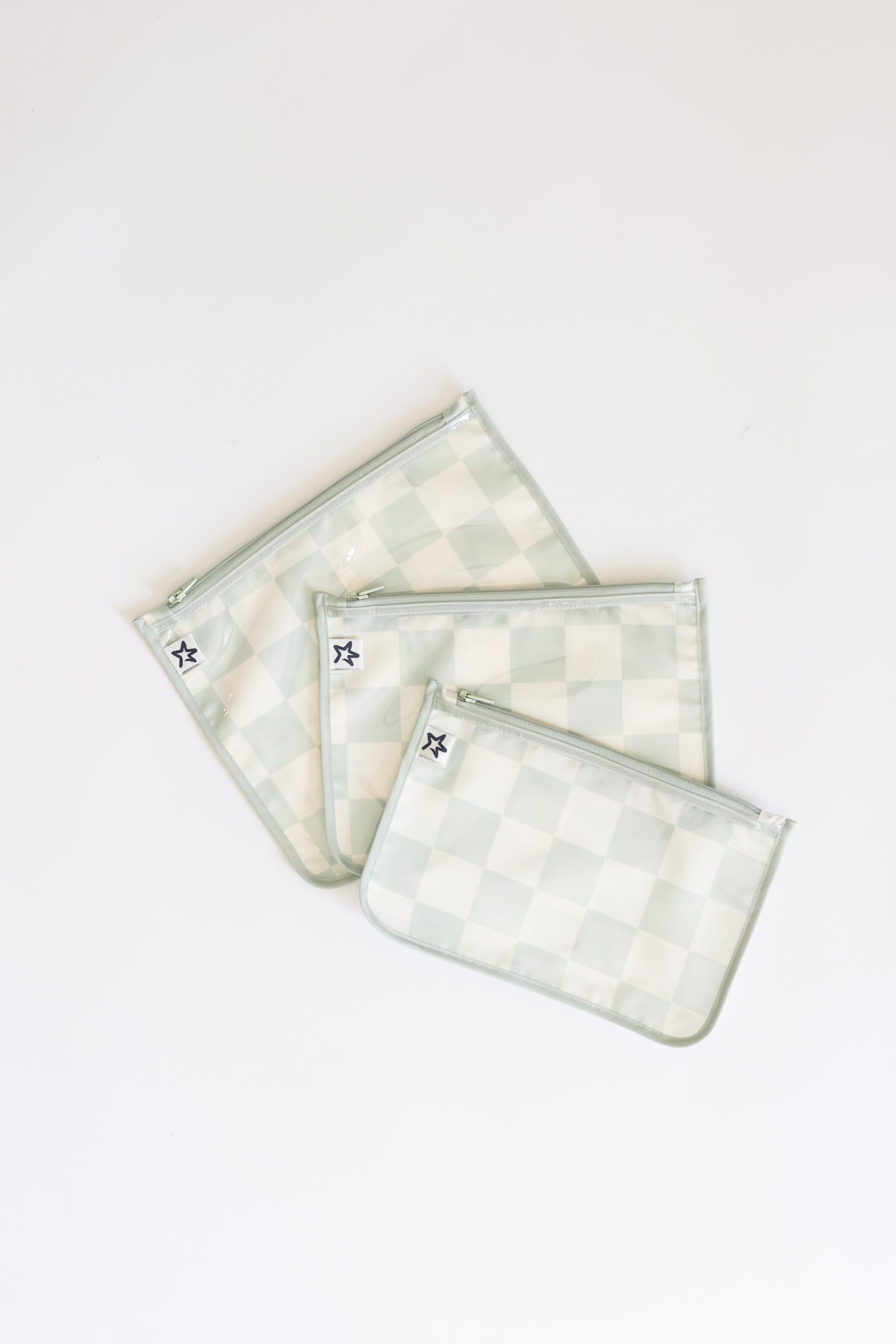 In-bag organization with Tiny Twinkle Sage Checkers pouches.