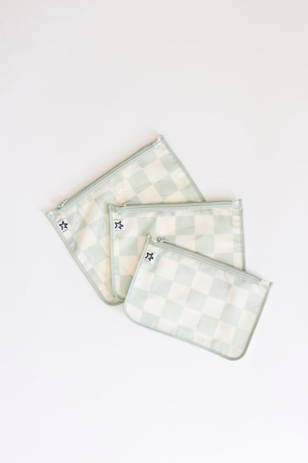 In-bag organization with Tiny Twinkle Sage Checkers pouches.